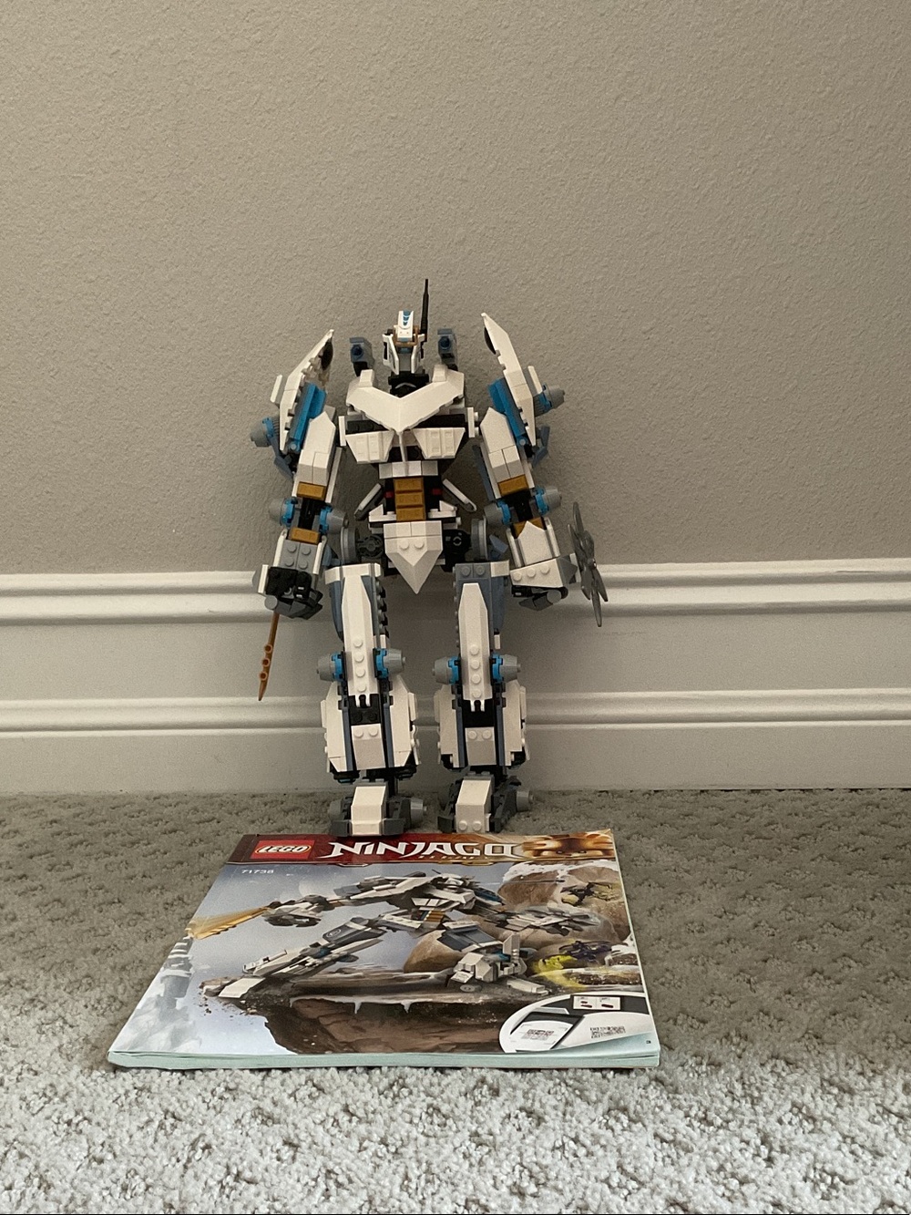 Lego White and Blue Ninjago Mech Robot Buildable Figure